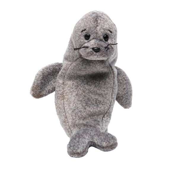 Vintage SLIPPERY1999 TY Beanie Baby Seal Grey Collectable Stuffy - Picture 1 of 8